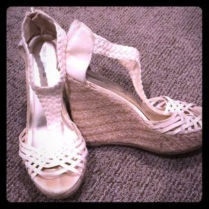 Strappy White Wedges